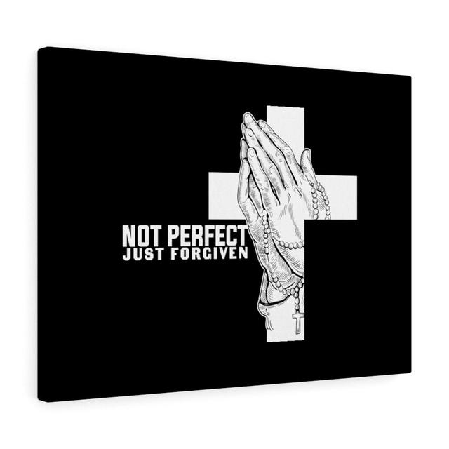 Not Perfect Just Forgiven Rosary - Wrapped Canvas Print Blue Elephant Size: 46cm H x 61cm W on Productcaster.