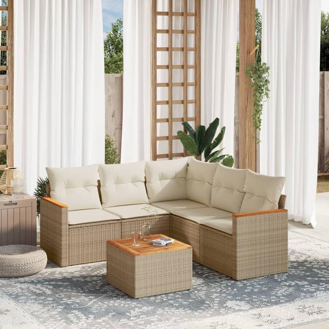 Garten-Sofagarnitur Rassie 17 Stories Farbe des Kissens: Beige, Rahmenfarbe: Beige on Productcaster.