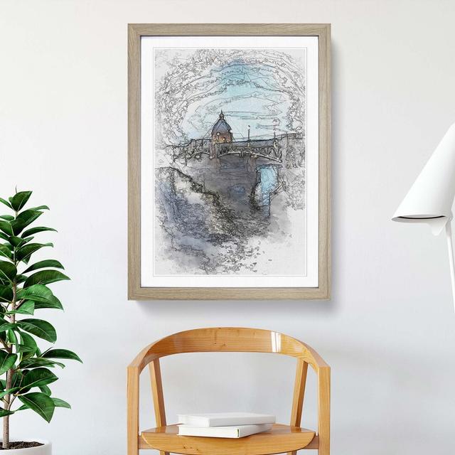 Saint-Pierre Bridge in Toulouse France in Abstract - Picture Frame Graphic Art Print East Urban Home Frame Option: Oak, Size: 76cm H x 50cm W x 2cm D on Productcaster.