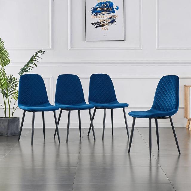 Kaylani Modern Upholstered Dining Chair (Set of 4) George Oliver Upholstery Colour: Blue on Productcaster.