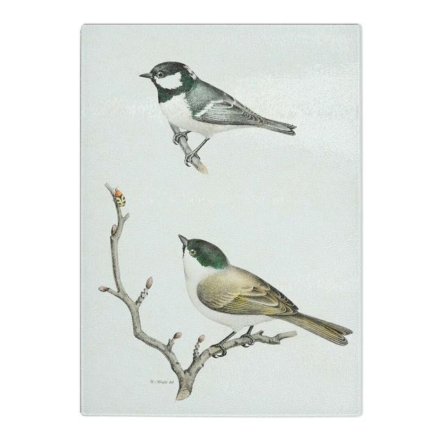 Tempered Glass Coal Tit and Marsh Tit by Von Wright Chopping Board East Urban Home Size: 39cm W x 28.5cm L on Productcaster.