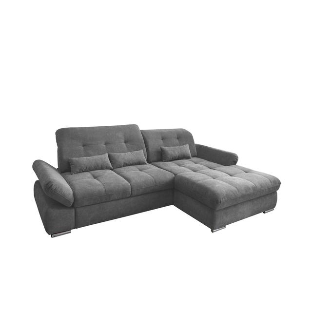 Ecksofa Portwood mit Bettfunktion Hashtag Home Ausrichtung: Rechts ausgerichtet, Polsterfarbe: Dunkelgrau on Productcaster.