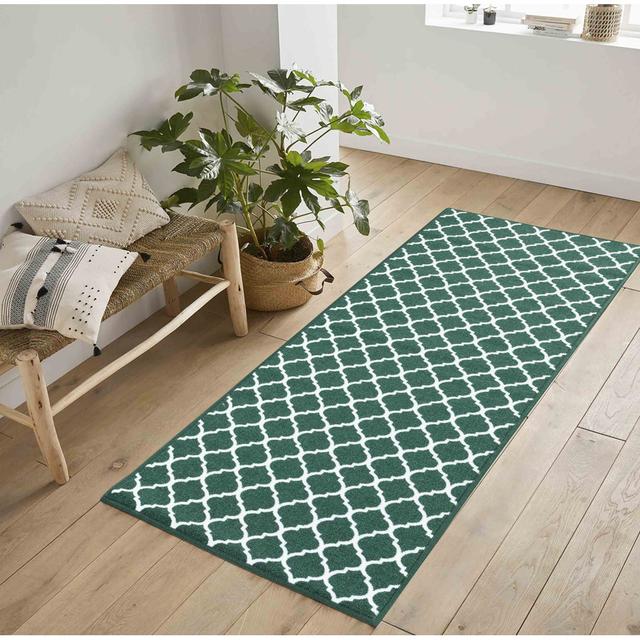 Vasta Non-Slip Indoor Outdoor Door Mat Marlow Home Co. Colour: Green, Mat Size: Runner 80 x 300 cm on Productcaster.