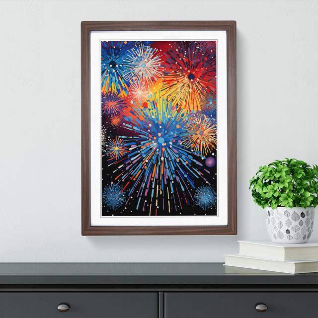 Fireworks Futurism No.2 - Single Picture Frame Print on Wood 17 Stories Size: 64cm H x 46cm W x 2cm D, Frame Colour: Walnut on Productcaster.