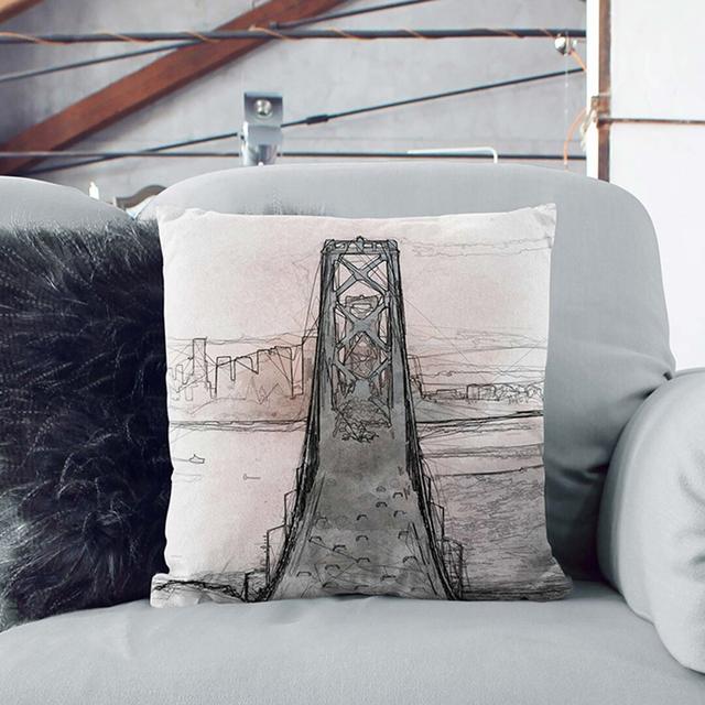 Bridge In San Francisco In Abstract Square Throw Cushion East Urban Home Backing Colour: White, Size: 40cm H x 40cm W x 15cm D on Productcaster.