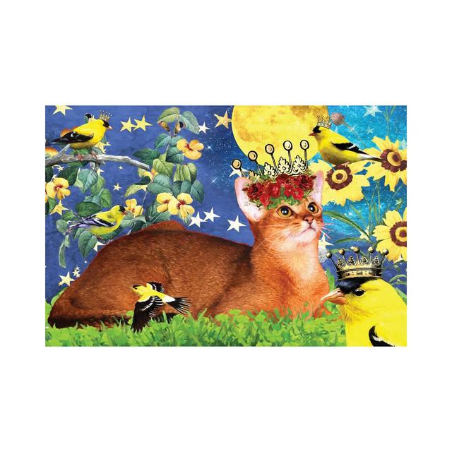 Abyssinian Cat and American Goldfinch - Wrapped Canvas Graphic Art Maturi on Productcaster.