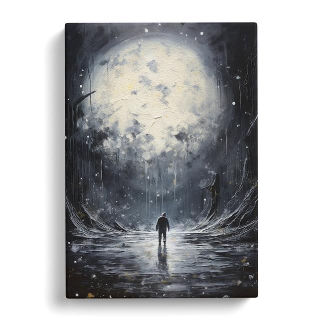 Moon Action Painting - Wrapped Canvas Art Prints Marlow Home Co. Size: 50cm H x 35cm W x 3cm D on Productcaster.