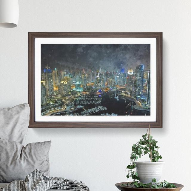 Dubai Skyline Vol.3 - Picture Frame Painting East Urban Home Size: 27cm H x 36cm W x 2cm D, Frame Option: Walnut Framed on Productcaster.