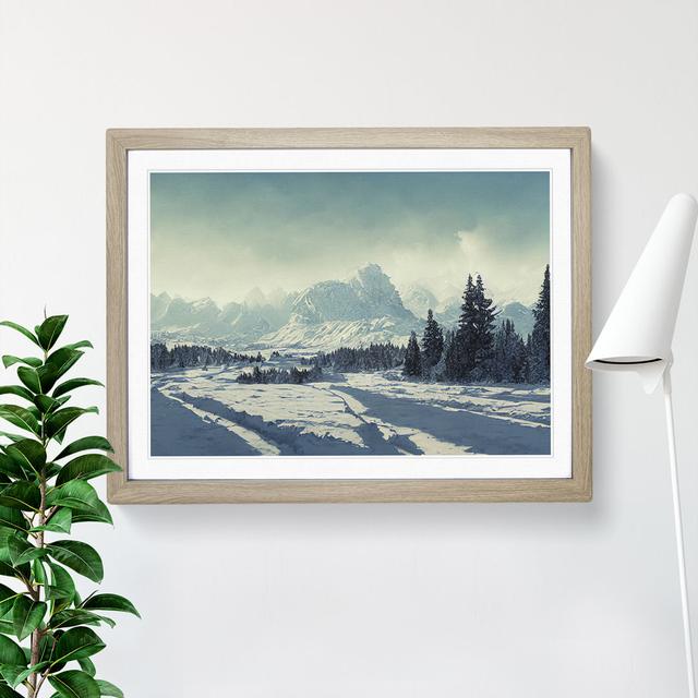 XH1022-9618X View Of Winter Mountains Vol.2 - Single Picture Frame Painting Alpen Home Size: 25cm H x 34cm W x 2cm D, Frame Colour: Oak on Productcaster.