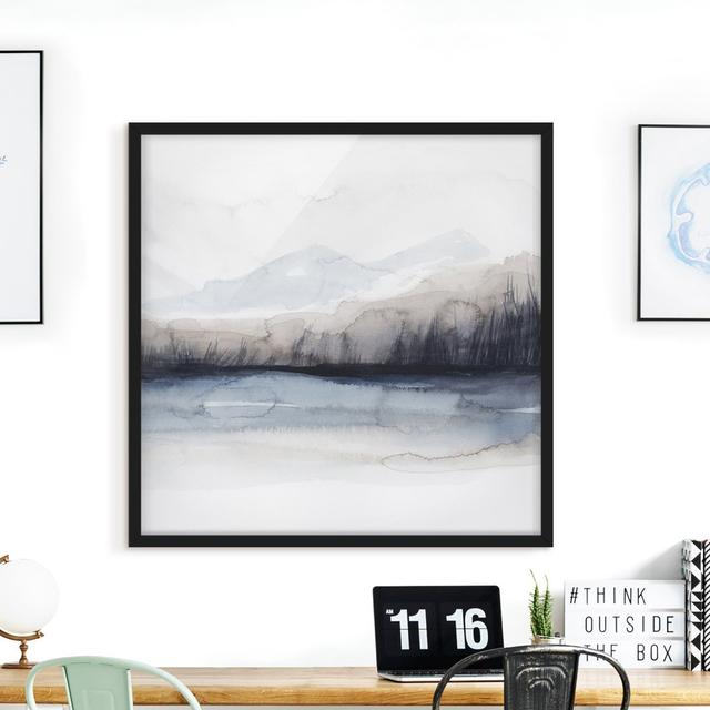 Lakeshore with Mountains I - Picture Frame Graphic Art Union Rustic Frame Option: Black Framed, Size: 70cm H x 70cm W x 2cm D on Productcaster.