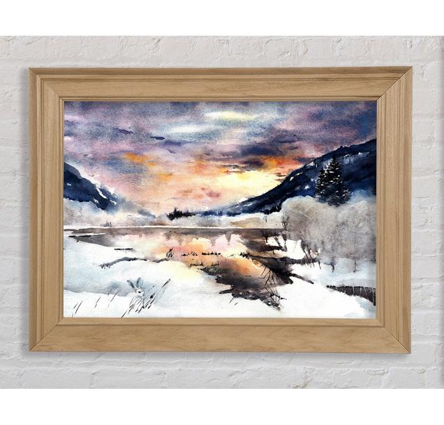 Winter At The Sunset Lake - Single Picture Frame Art Prints Bright Star Size: 59.7cm H x 84.1cm W x 8cm D on Productcaster.