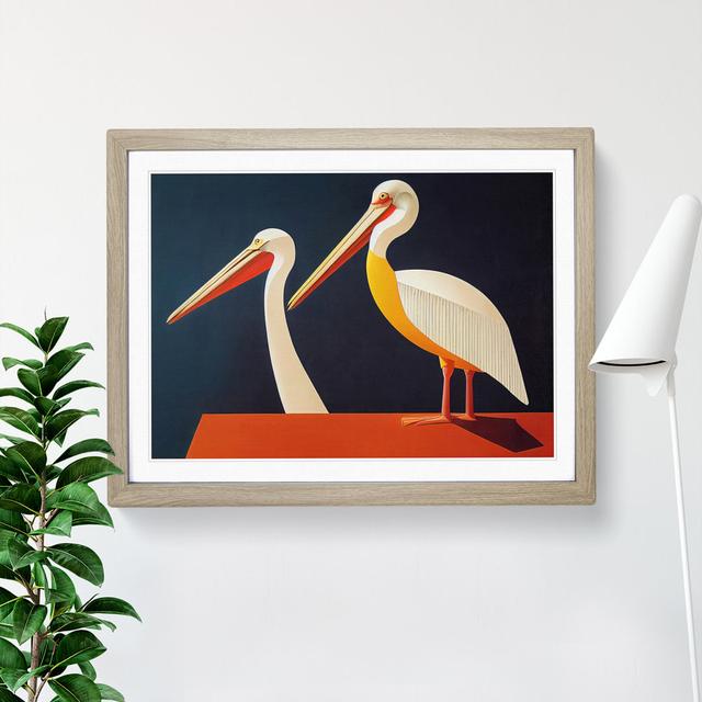 Two Pelicans Abstract House of Hampton Size: 34cm H x 46cm W x 2cm D, Frame Colour: Oak on Productcaster.