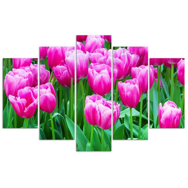 Canvas Print Pink Tulips Ebern Designs Size: 70cm H x 100cm W on Productcaster.