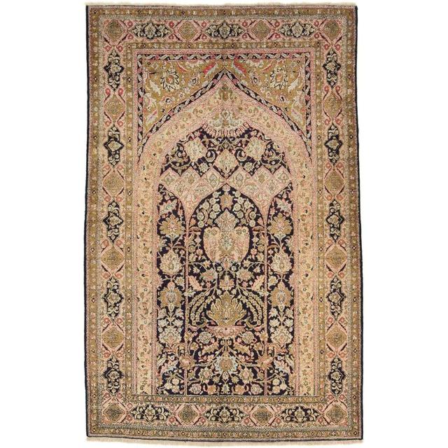 Handmade silk carpet in beige / green / black Carpetfine on Productcaster.