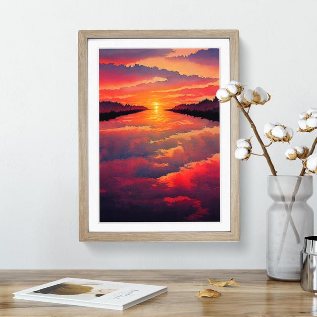 Sunset Lake No.5 - Single Picture Frame Painting ClassicLiving Frame Colour: Oak, Size: 34cm H x 25cm W x 2cm D on Productcaster.