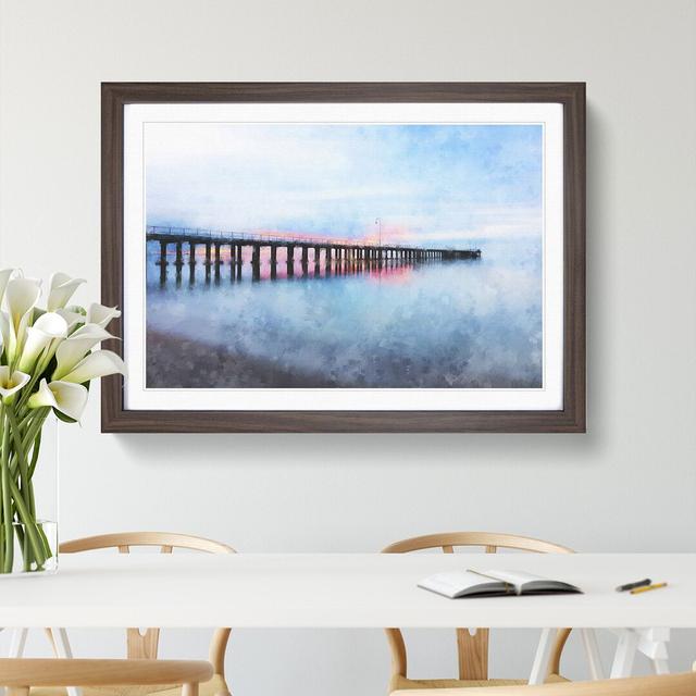 A Pier At Sunset - Single Picture Frame Painting on MDF East Urban Home Format: Walnut, Size: 35cm H x 50cm W x 2cm D on Productcaster.