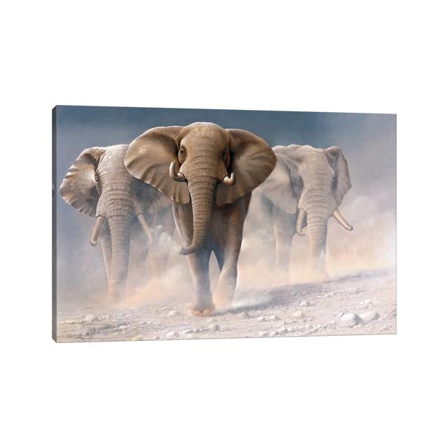 Running Elephants I by Jan Weenink - Wrapped Canvas Painting Latitude Run Size: 20.32cm H x 30.48cm W x 1.905cm D on Productcaster.