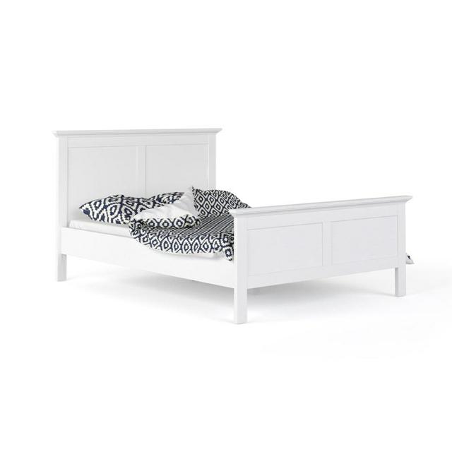 Bayberry Bed Frame August Grove Bed Size: 160 x 200cm, Colour: White/Textured oak finish on Productcaster.