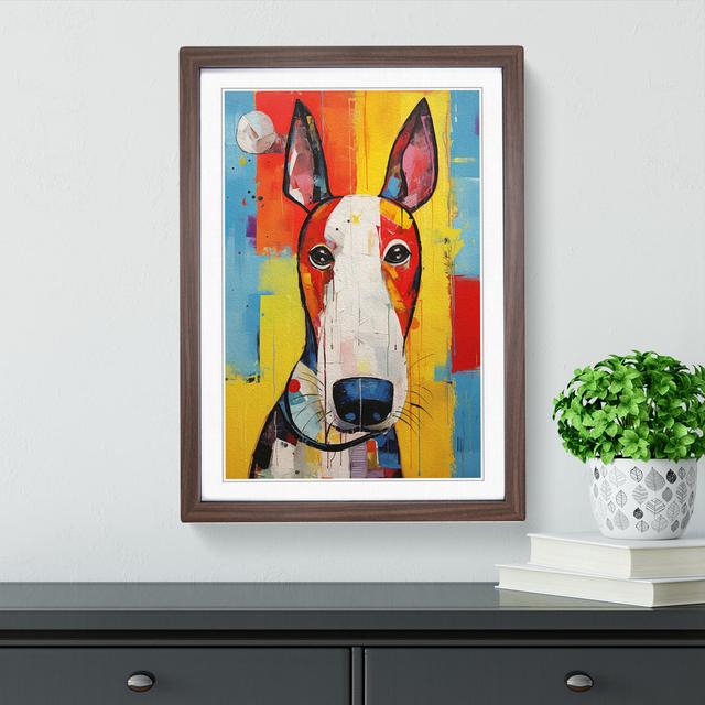 English Bull Terrier Expressionism - Single Picture Frame Print on Wood Marlow Home Co. Frame Colour: Walnut, Size: 34cm H x 25cm W x 2cm D on Productcaster.