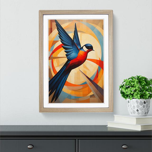 Swallow Constructivism No.2 - Single Picture Frame Art Prints on Wood Marlow Home Co. Size: 34cm H x 25cm W x 2cm D, Frame Colour: Oak on Productcaster.