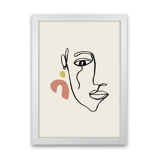 Boho Face With Earrings Sketch 2 by Planeta444 - Print 17 Stories Frame Option: White Framed, Size: 34cm H x 25cm W x 3cm D on Productcaster.