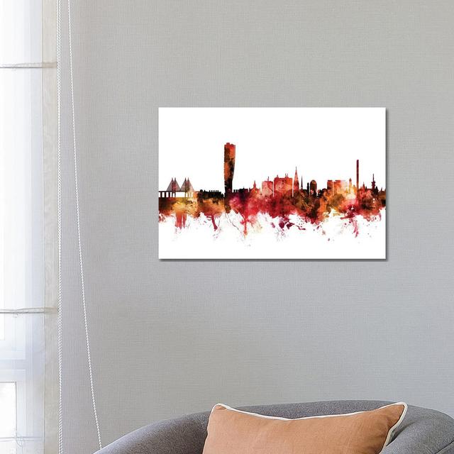 Malmo, Sweden Skyline by Michael Tompsett - Wrapped Canvas Gallery-Wrapped Canvas Giclée Latitude Run Size: 45.72cm H x 66.04cm W x 1.91cm D on Productcaster.