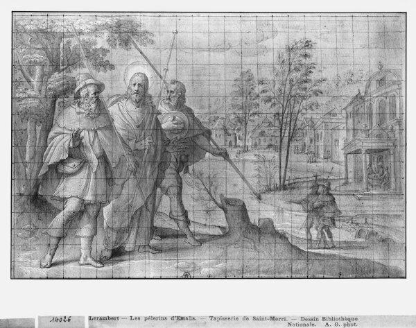 Life of Christ, Christ on The Road to Emmaus, Preparatory Study of Tapestry Cartoon for The Church Saint-Merri in Paris, C.1585-90 by Henri Lerambert on Productcaster.