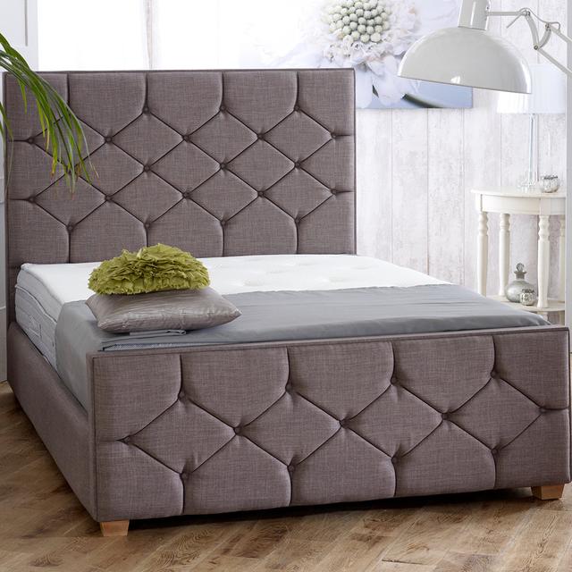 Spurrier Upholstered Bed Frame Marlow Home Co. Size: Single (3'), Colour: Charcoal on Productcaster.