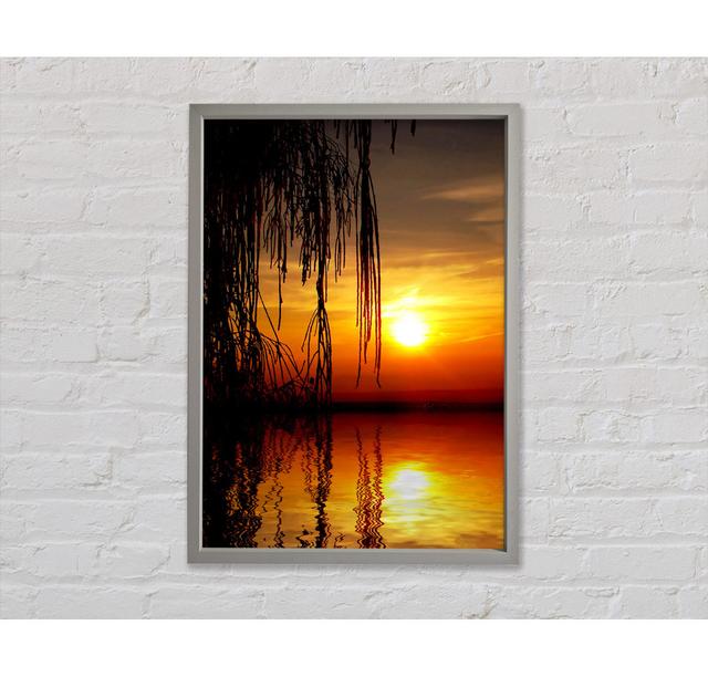 Sun Split Lake Framed Print Highland Dunes Size: 118.9cm H x 84.1cm W x 3.3cm D on Productcaster.