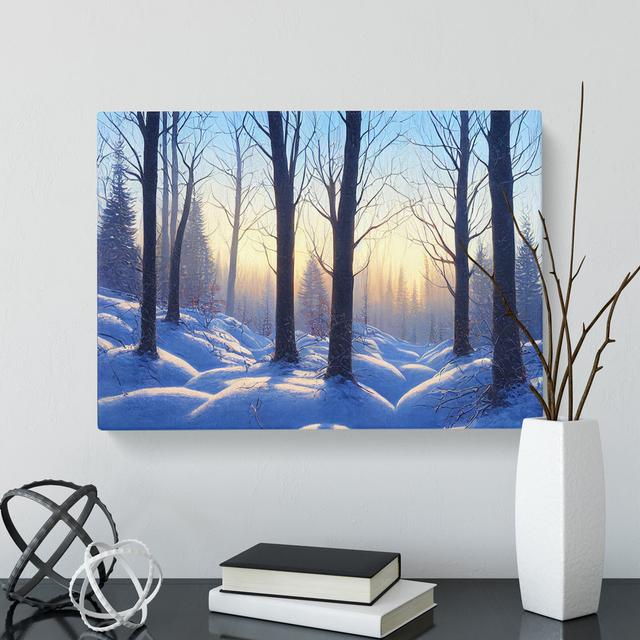 Winter Forest Sunrise Art - Wrapped Canvas Photograph Alpen Home Size: 50cm H x 76cm W x 3cm D on Productcaster.