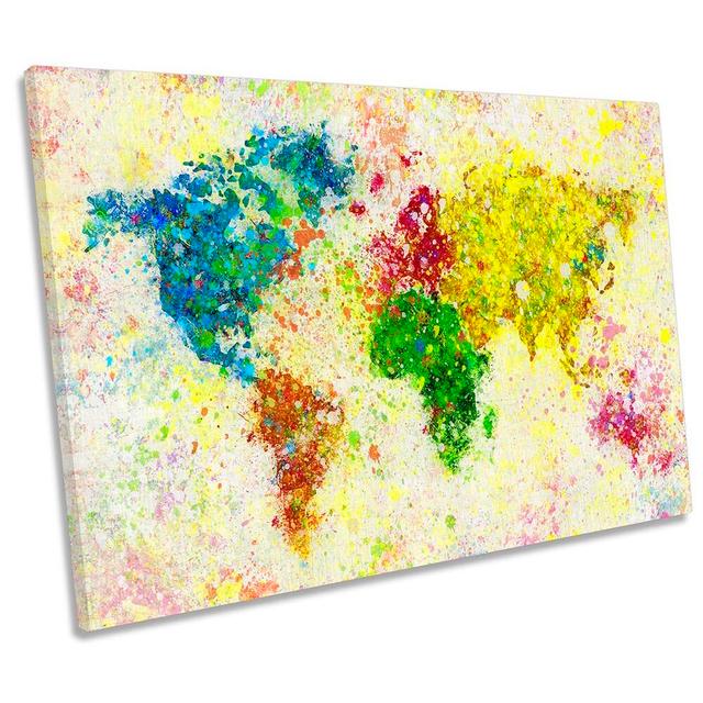 Abstract Map of the World Wrapped Canvas Painting Ivy Bronx Size: 81.3cm H x 121.9cm W x 4cm D on Productcaster.