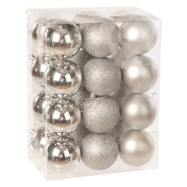 No Subject Bauble (Set of 24) The Seasonal Aisle Size: 32cm H x 16cm W x 24cm D, Colour: Grey on Productcaster.