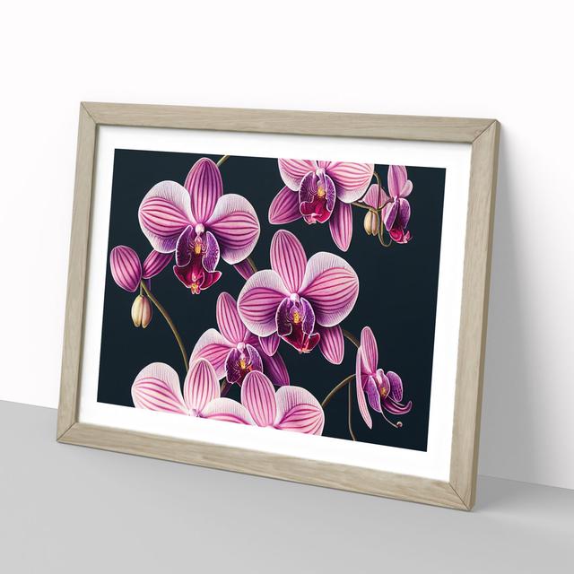 Sparkling Orchid Flowers - Picture Frame Graphic Art 17 Stories Frame Colour: Oak, Size: 25cm H x 34cm W x 2cm D on Productcaster.