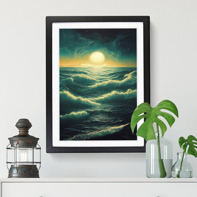 Seascape Cyberpunk - Print House of Hampton Size: 34cm H x 25cm W x 2cm D, Frame Option: Oak on Productcaster.