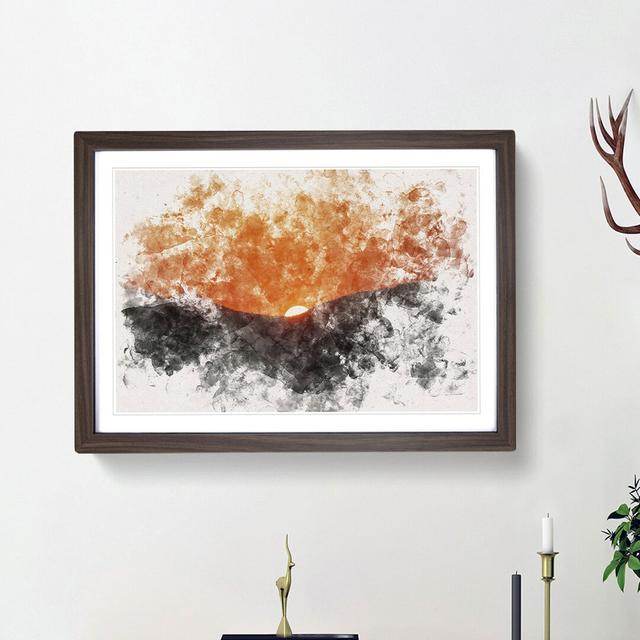 Sun Setting Behind the Mountains Watercolour - Picture Frame Graphic Art Print East Urban Home Frame Option: Walnut Framed, Size: 40cm H x 60cm W x 2c on Productcaster.