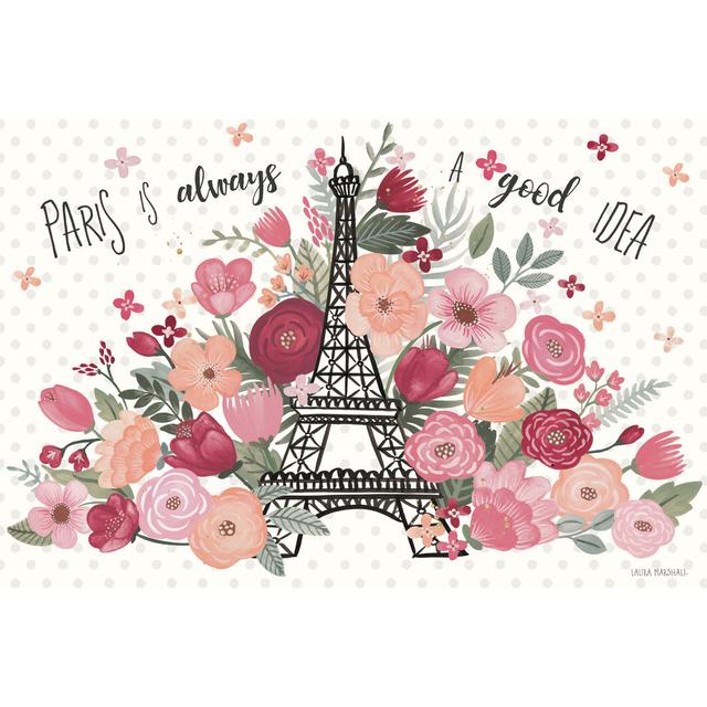 Paris Is Blooming I - Wrapped Canvas Painting Brambly Cottage Size: 51cm H x 76cm W x 3.8cm D on Productcaster.