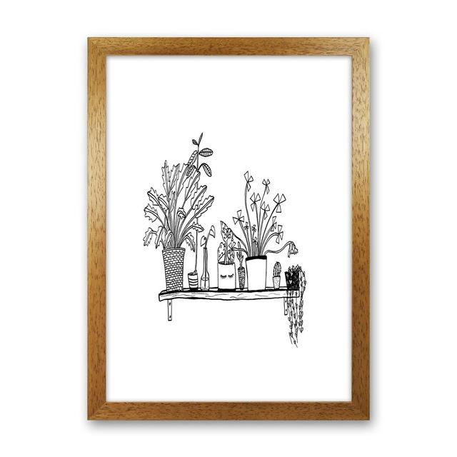 Plant Shelfie by Carissa Tanton - Drawing on Paper Ophelia & Co. Frame Option: Oak Framed, Size: 34cm H x 25cm W x 3cm D on Productcaster.