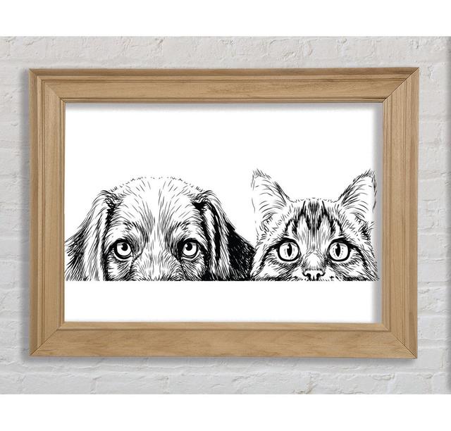 Cat And Dog Peep Framed Print Bright Star Size: 42cm H x 59.7cm W on Productcaster.