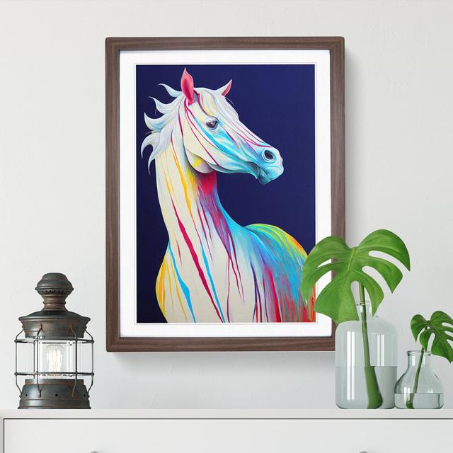 Horse Abstract - Single Picture Frame Print Latitude Run Frame Colour: Walnut, Size: 46cm H x 34cm W x 2cm D on Productcaster.