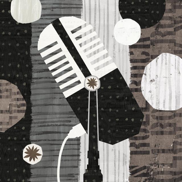 Rock N Roll Mic Neutral by Michael Mullan - Wrapped Canvas Print Ebern Designs Size: 122cm H x 122cm W on Productcaster.