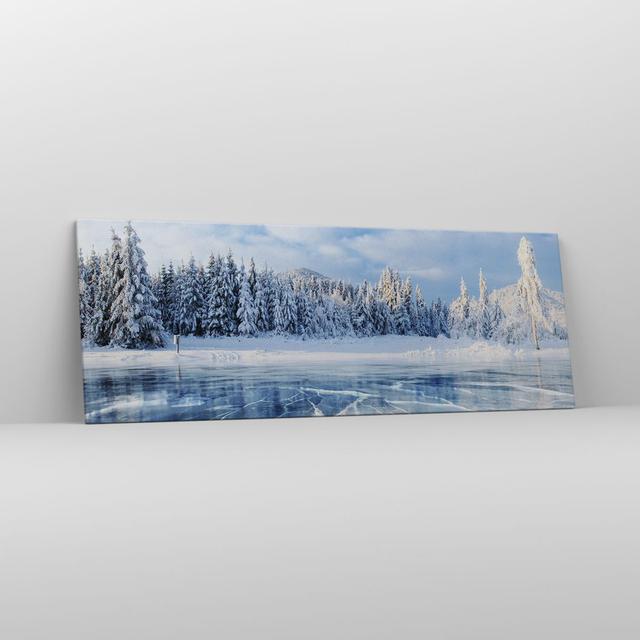 Forest Ice Lake - Wrapped Canvas Photograph Union Rustic Size: 50cm H x 140cm W x 1.8cm D on Productcaster.