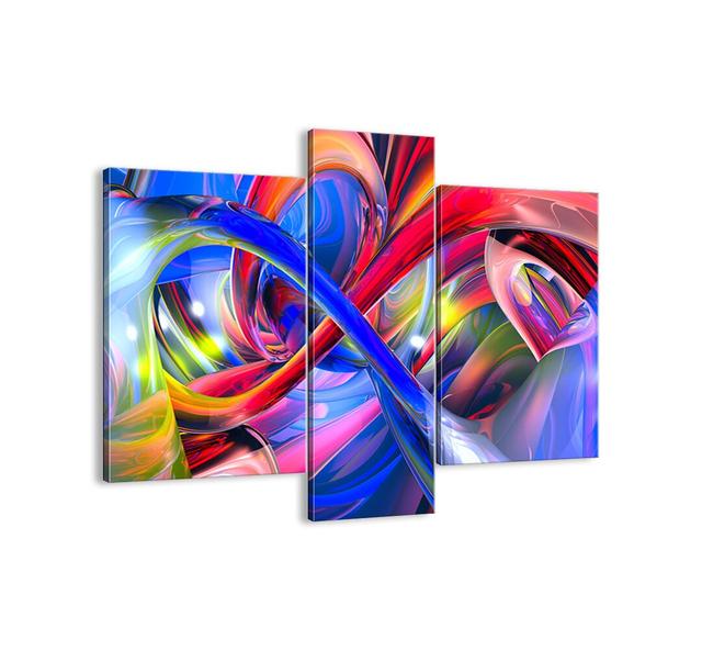 Dance of Colours - 3 Piece Unframed Graphic Art Print Set on Canvas Brayden Studio Size: 80cm H x 95cm W x 1.8cm D on Productcaster.