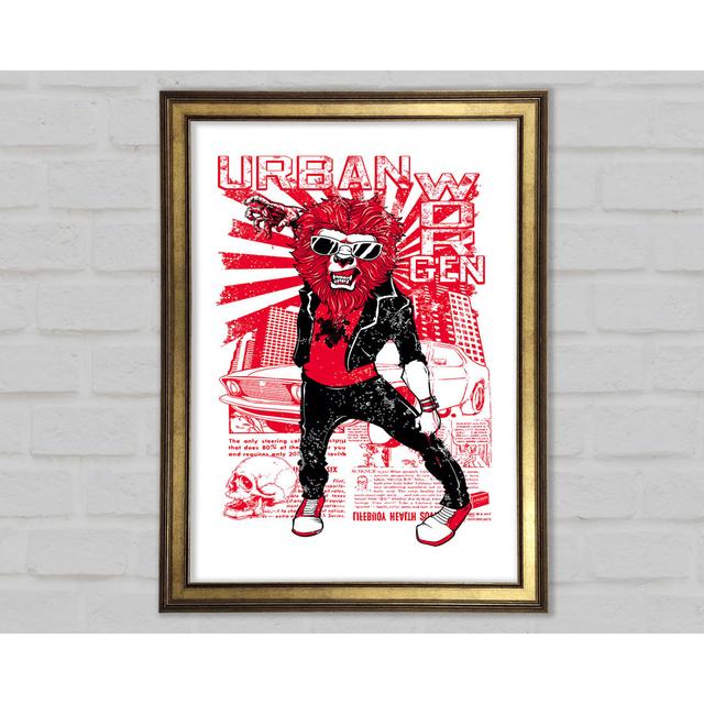 Urban Lion Framed Print Happy Larry Size: 118.9cm H x 84.1cm W x 1.5cm D on Productcaster.