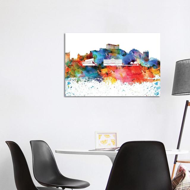 Athens Skyline by WallDecorAddict - Wrapped Canvas Painting Latitude Run Size: 66.04cm H x 101.6cm W x 1.91cm D on Productcaster.