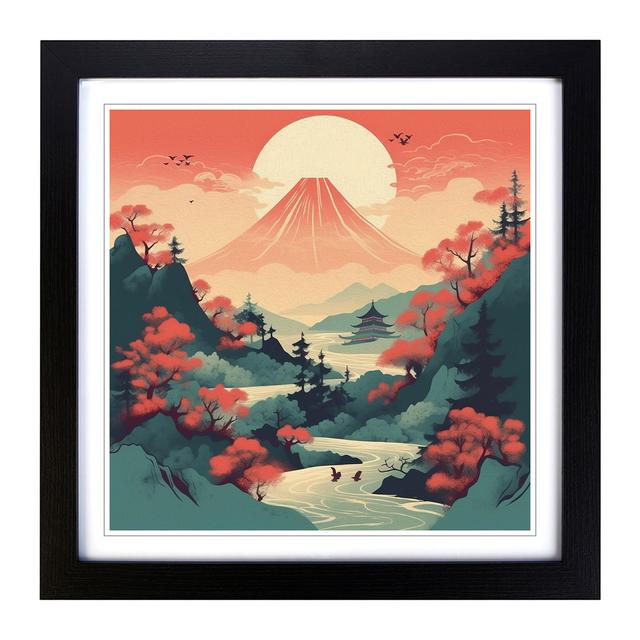 Japanese Mountains Graphic No.1 - Single Picture Frame Print Alpen Home Format: Black on Productcaster.