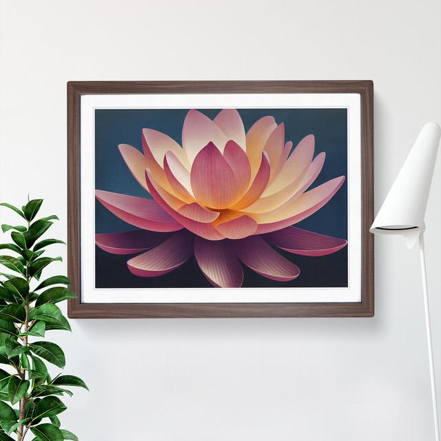 Pure Lotus Flower - Picture Frame Graphic Art Marlow Home Co. Size: 46cm H x 64cm W x 2cm D, Frame Colour: Walnut on Productcaster.