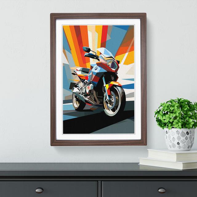 Motorbike Constructivism - Single Picture Frame Print on Wood Marlow Home Co. Format: Walnut Framed, Size: 64cm H x 46cm W x 2cm D on Productcaster.