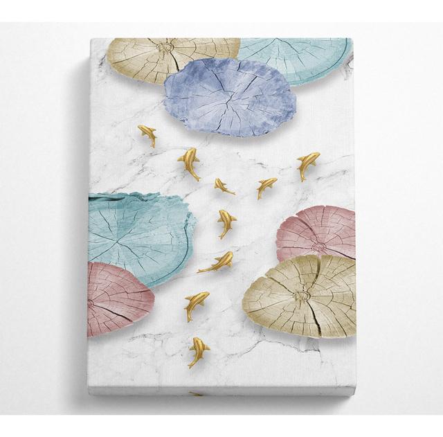 Fish Pond Canvas Print House of Hampton Size: 121.9cm H x 81cm W on Productcaster.