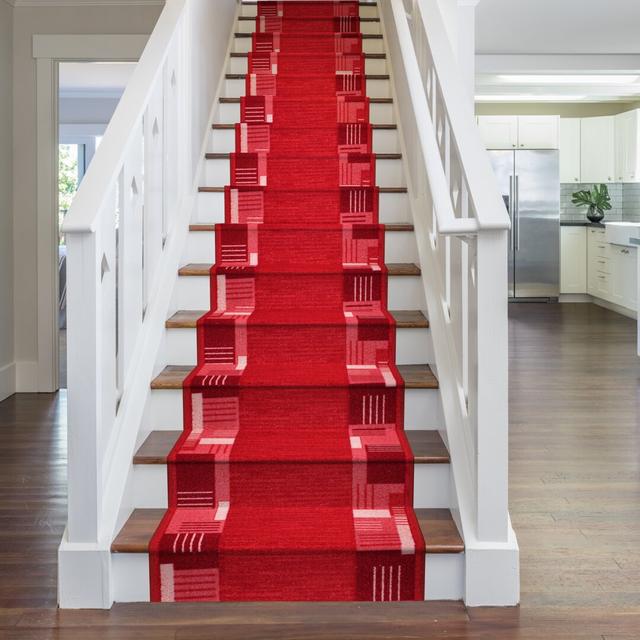 Alpena Twist Pile Red Red Stair Runner Rosalind Wheeler Rug Size: Runner 900cm x 100cm on Productcaster.