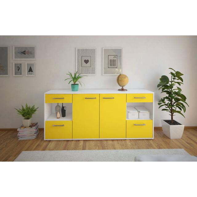 Sideboard Leod 17 Stories Farbe (Korpus/Front): Gelb/Weiß on Productcaster.